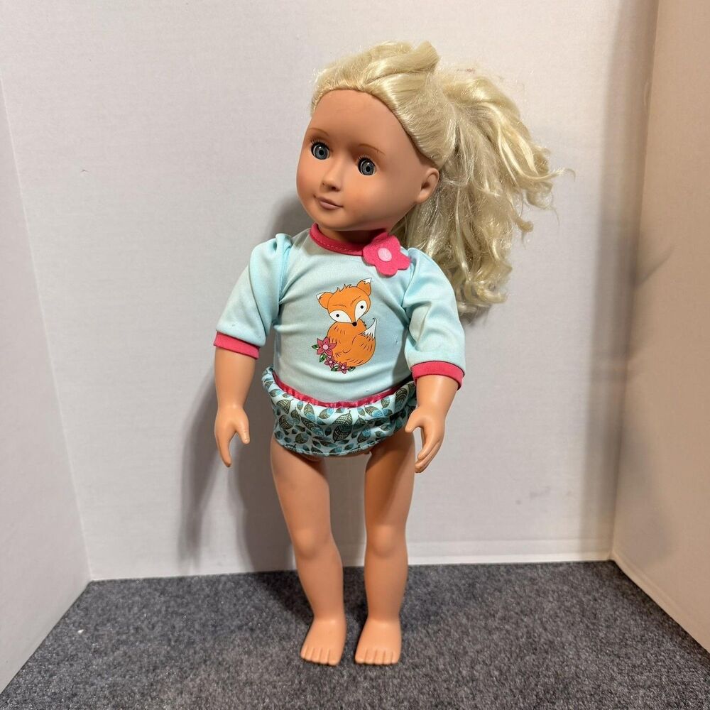 Battat Blonde Doll 18 Inch Fox Swimsuit Outfit Vinyl Play Doll Toy Collectible
